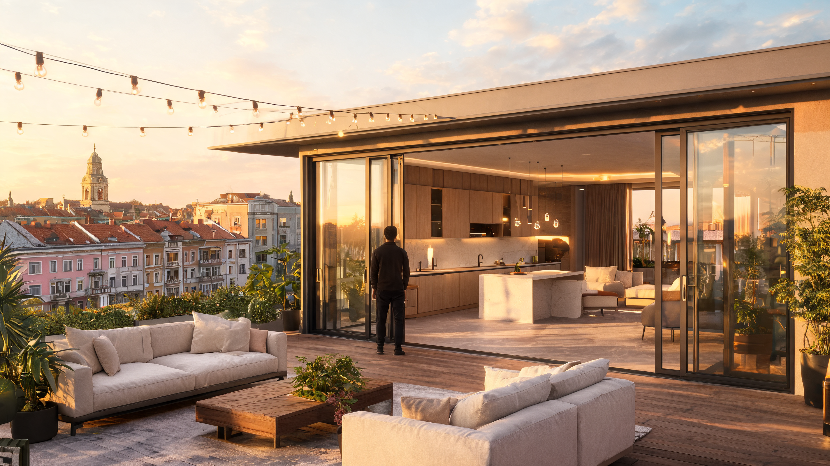 Imagine editorială fotorealistă pentru articolul „Ghid: cum cumperi un penthouse în Timișoara” — Cumpărători